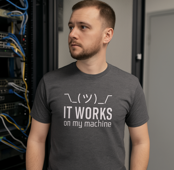 “It Works on My Machine” T-Shirt – Funny Programmer & Developer Tee